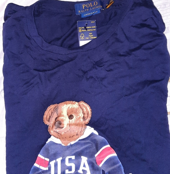 Vintage navy Ralph Lauren teddy bear baby tee